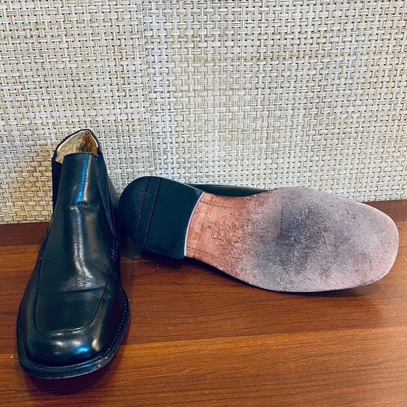 🌟HP🌟Brass Boot Black Leather Square Toe Dress Ankle Boots 10 - Picture 2 of 11